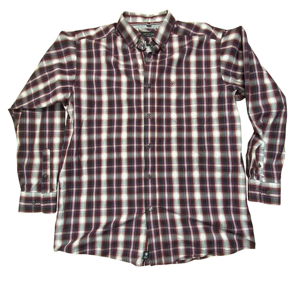 Ariat Pro Series Shirt Mens Large Pro Ramon Classic Bourgogne Button Front